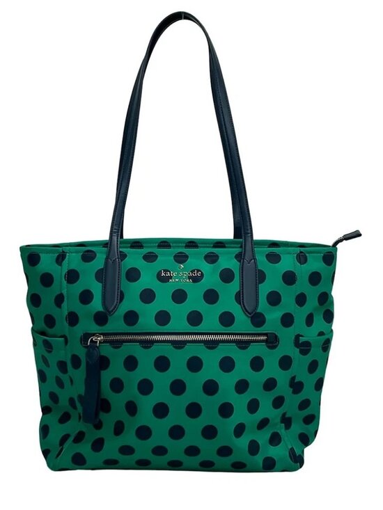 kate spade Handbags - Kate spade Chelsea Tote Green Dark Navy Nylon Leather Tote Bag